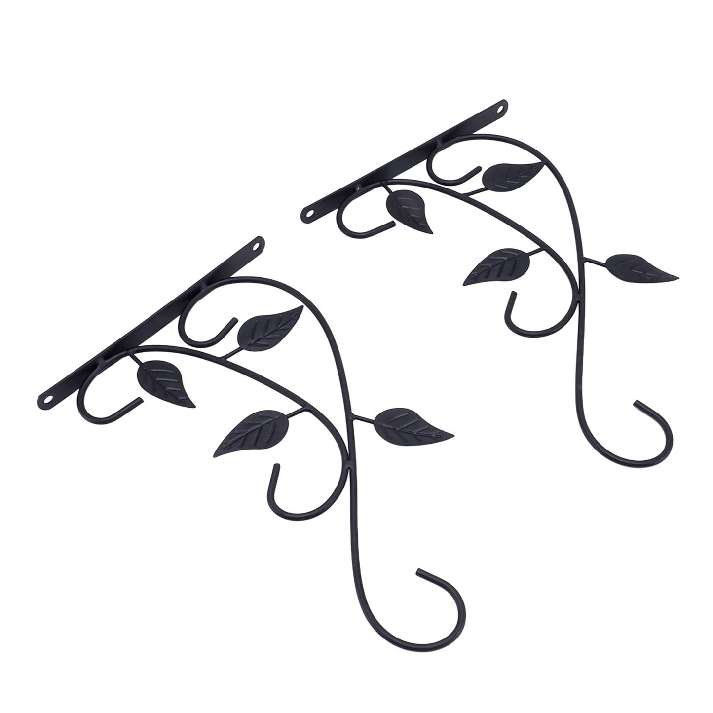 2pcs Hanging Plant Bracket Heavy Duty Rust Resistant Durable Iron Art Outdoor Planter Hanger Hooks Black V1294-YM0521-3115230021511