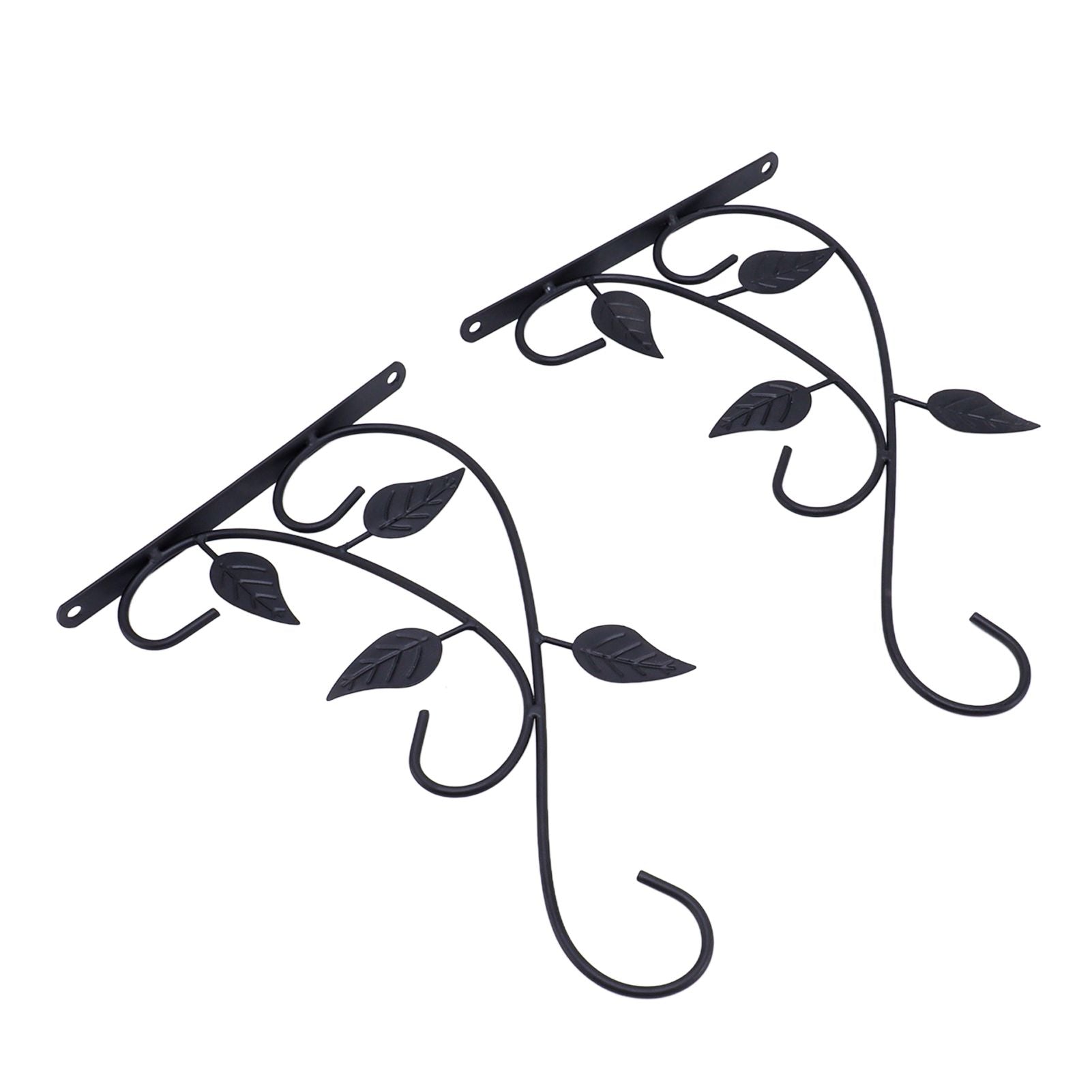 2pcs Hanging Plant Bracket Heavy Duty Rust Resistant Durable Iron Art Outdoor Planter Hanger Hooks Black V1294-YM0521-3115230021511