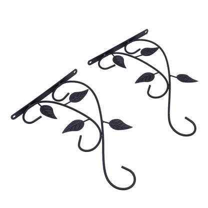 2pcs Hanging Plant Bracket Heavy Duty Rust Resistant Durable Iron Art Outdoor Planter Hanger Hooks Black V1294-YM0521-3115230021511