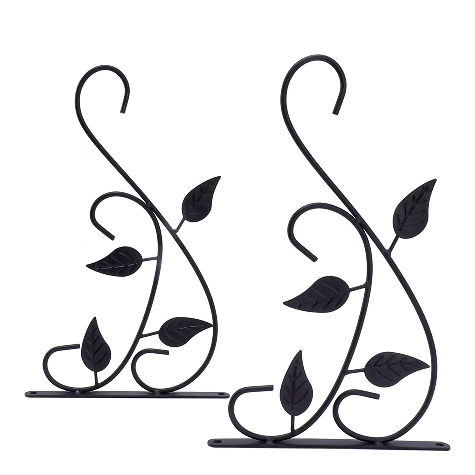 2pcs Hanging Plant Bracket Heavy Duty Rust Resistant Durable Iron Art Outdoor Planter Hanger Hooks Black V1294-YM0521-3115230021511