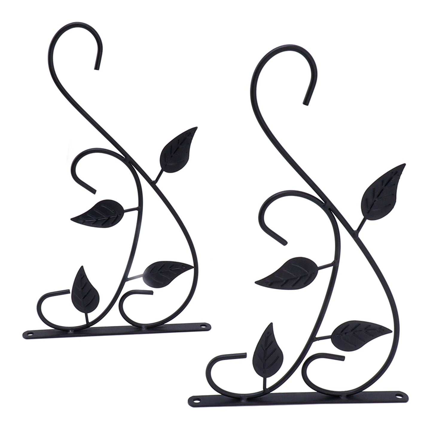 2pcs Hanging Plant Bracket Heavy Duty Rust Resistant Durable Iron Art Outdoor Planter Hanger Hooks Black V1294-YM0521-3115230021511