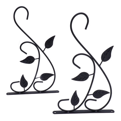 2pcs Hanging Plant Bracket Heavy Duty Rust Resistant Durable Iron Art Outdoor Planter Hanger Hooks Black V1294-YM0521-3115230021511