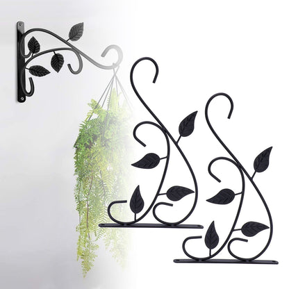 2pcs Hanging Plant Bracket Heavy Duty Rust Resistant Durable Iron Art Outdoor Planter Hanger Hooks Black V1294-YM0521-3115230021511