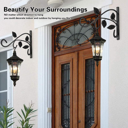 2pcs Hanging Plant Bracket Heavy Duty Rust Resistant Durable Iron Art Outdoor Planter Hanger Hooks Black V1294-YM0521-3115230021511