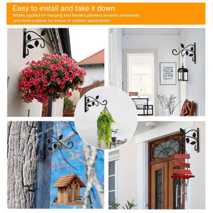 2pcs Hanging Plant Bracket Heavy Duty Rust Resistant Durable Iron Art Outdoor Planter Hanger Hooks Black V1294-YM0521-3115230021511