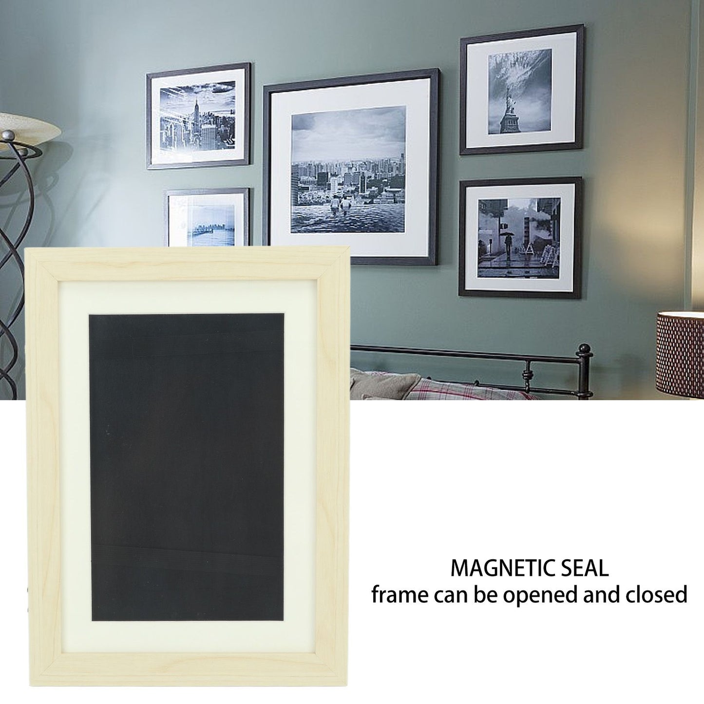 Kids Art Frame Composite Wood Front Opening Changeable Magnetic Picture Display for Crafts Drawing Wood V1294-YM0521-3115230022513