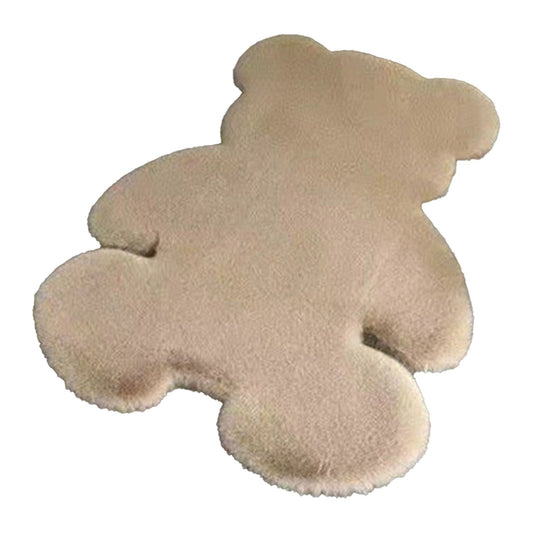 Cute Bedroom Rug Soft Bear Shaped Shaggy Floor Mat for Kids Teen Girls Room Floor Living Room Khaki 45x60 V1294-YM0521-3115230030114