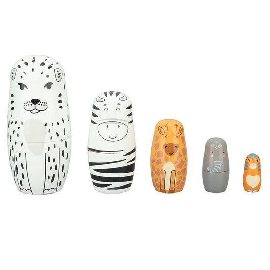 5Pcs Russian Nesting Dolls Hand Made Exquisite Wooden Animal Nesting Dolls for Christmas Gift House Decoration V1294-YM0521-3115230033711