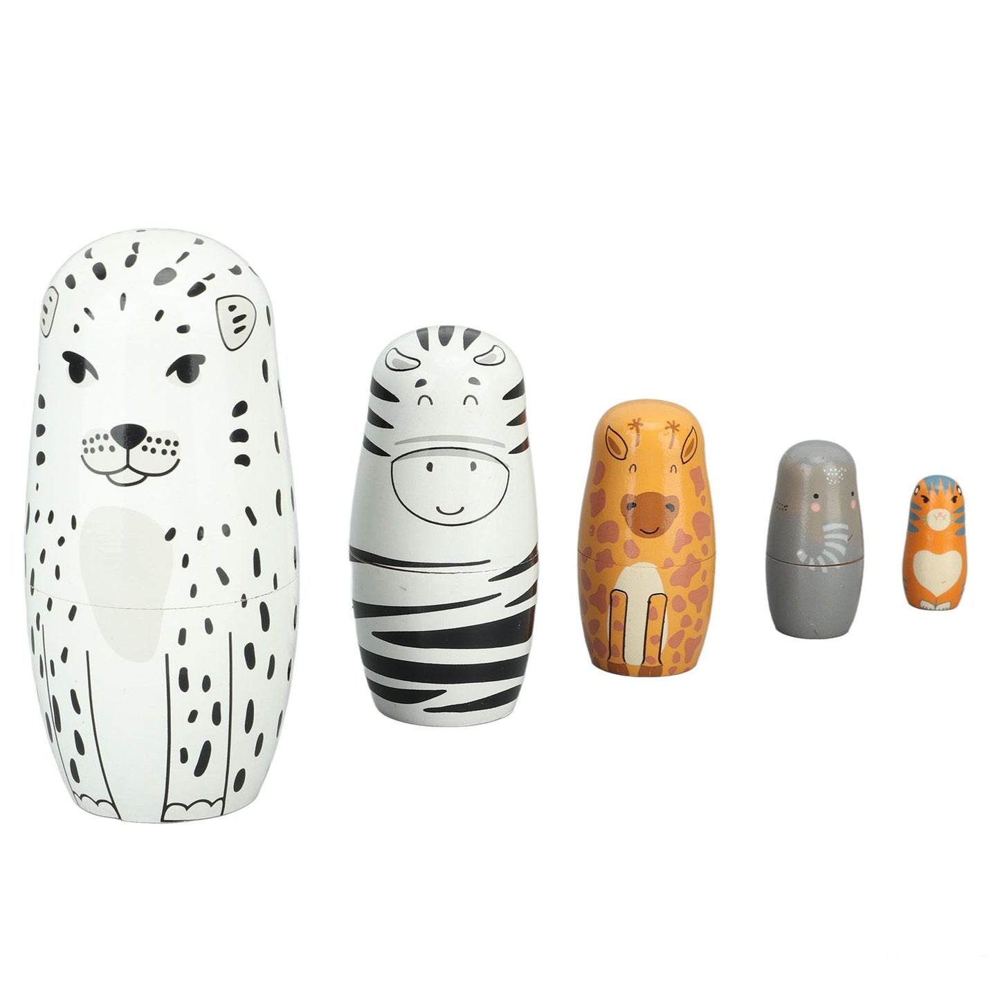 5Pcs Russian Nesting Dolls Hand Made Exquisite Wooden Animal Nesting Dolls for Christmas Gift House Decoration V1294-YM0521-3115230033711