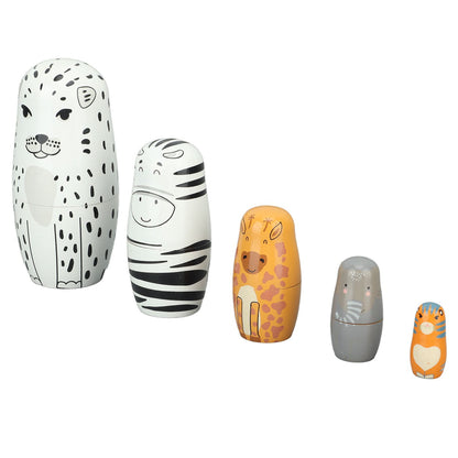 5Pcs Russian Nesting Dolls Hand Made Exquisite Wooden Animal Nesting Dolls for Christmas Gift House Decoration V1294-YM0521-3115230033711