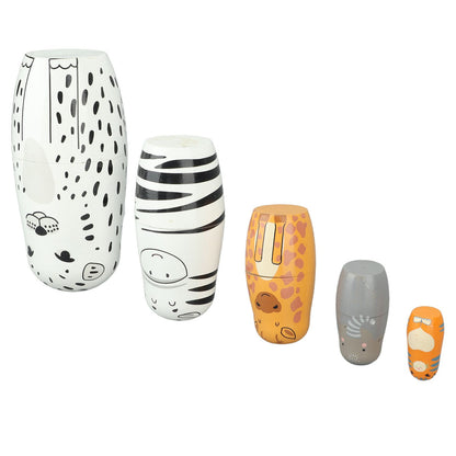 5Pcs Russian Nesting Dolls Hand Made Exquisite Wooden Animal Nesting Dolls for Christmas Gift House Decoration V1294-YM0521-3115230033711
