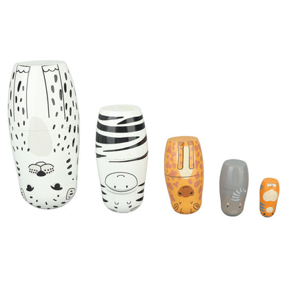 5Pcs Russian Nesting Dolls Hand Made Exquisite Wooden Animal Nesting Dolls for Christmas Gift House Decoration V1294-YM0521-3115230033711
