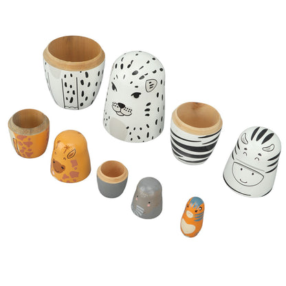 5Pcs Russian Nesting Dolls Hand Made Exquisite Wooden Animal Nesting Dolls for Christmas Gift House Decoration V1294-YM0521-3115230033711