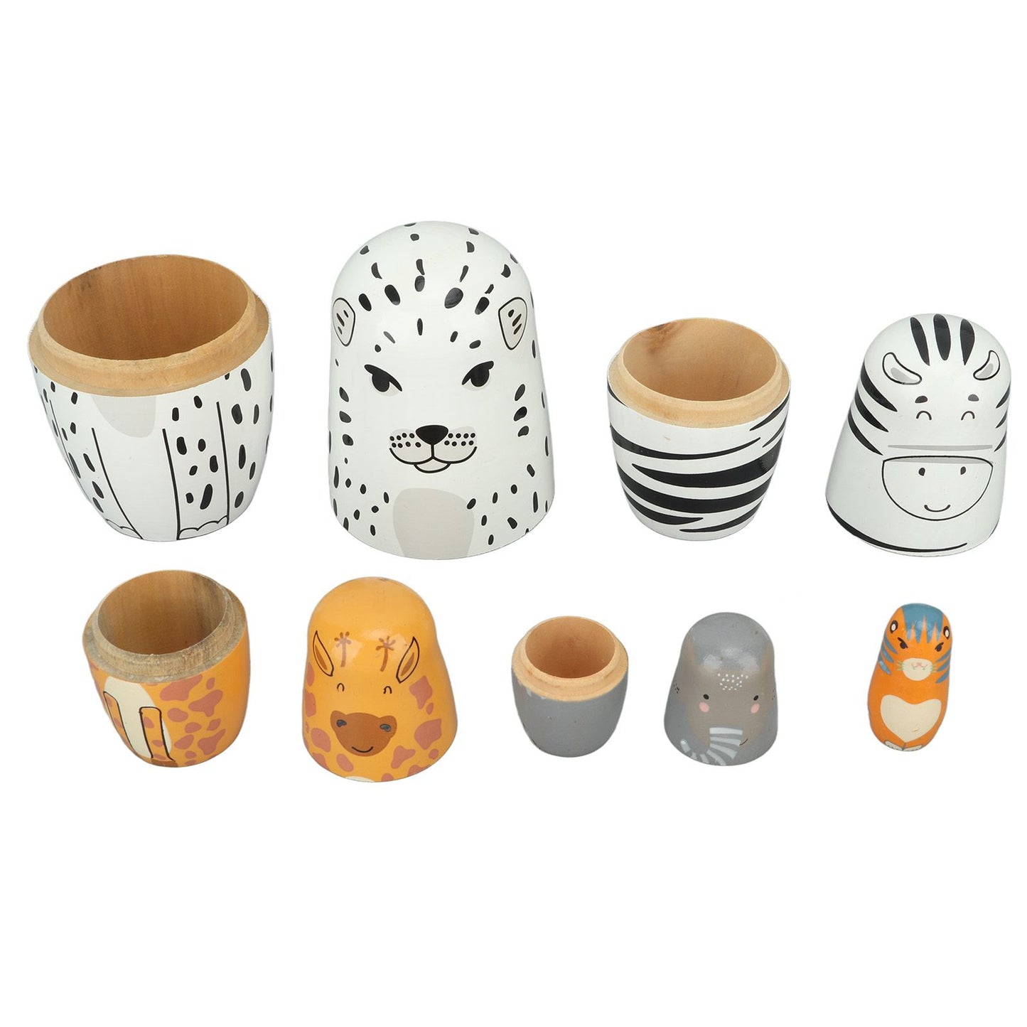 5Pcs Russian Nesting Dolls Hand Made Exquisite Wooden Animal Nesting Dolls for Christmas Gift House Decoration V1294-YM0521-3115230033711