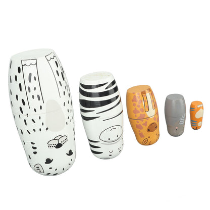 5Pcs Russian Nesting Dolls Hand Made Exquisite Wooden Animal Nesting Dolls for Christmas Gift House Decoration V1294-YM0521-3115230033711