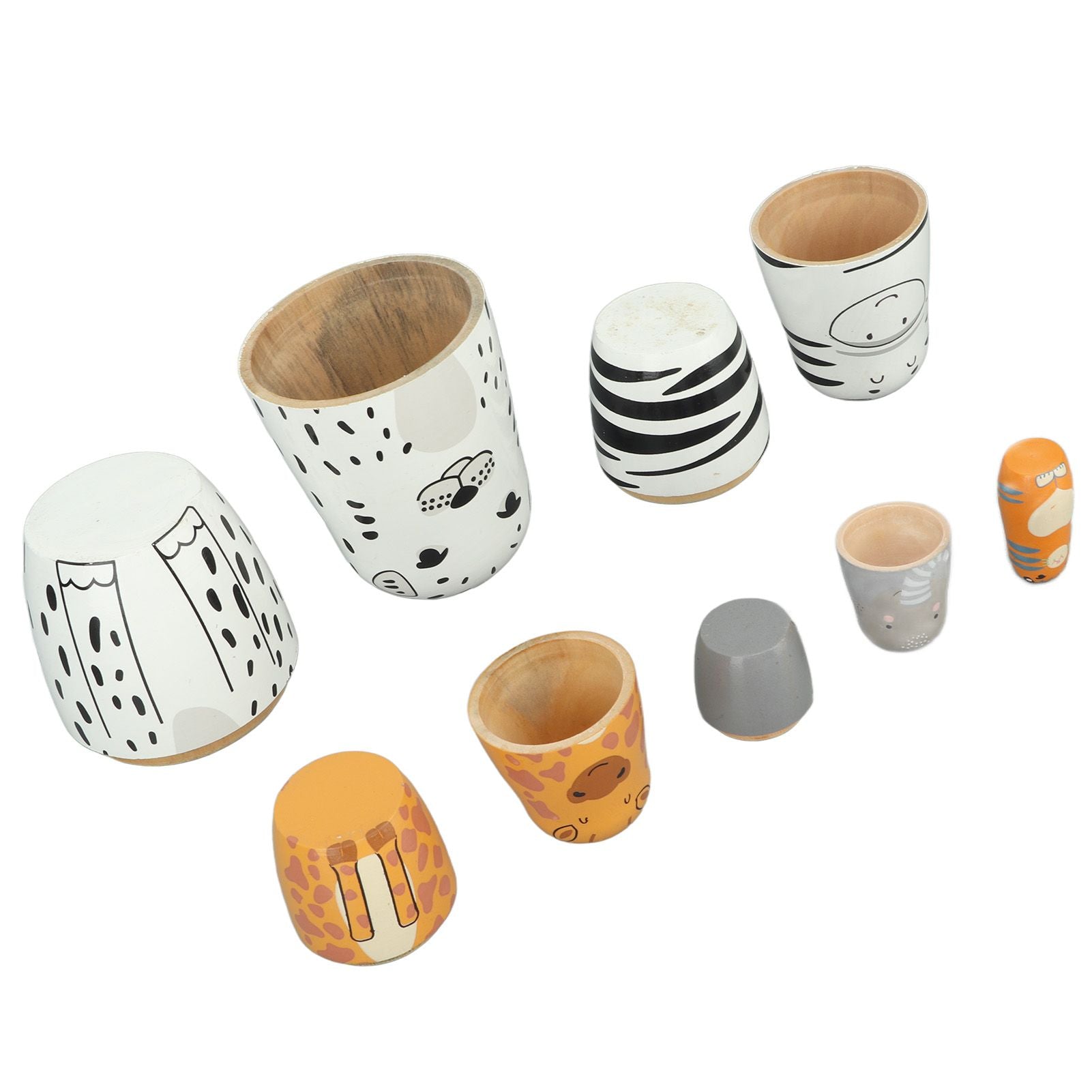 5Pcs Russian Nesting Dolls Hand Made Exquisite Wooden Animal Nesting Dolls for Christmas Gift House Decoration V1294-YM0521-3115230033711