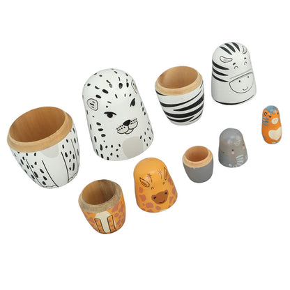 5Pcs Russian Nesting Dolls Hand Made Exquisite Wooden Animal Nesting Dolls for Christmas Gift House Decoration V1294-YM0521-3115230033711