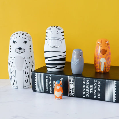 5Pcs Russian Nesting Dolls Hand Made Exquisite Wooden Animal Nesting Dolls for Christmas Gift House Decoration V1294-YM0521-3115230033711