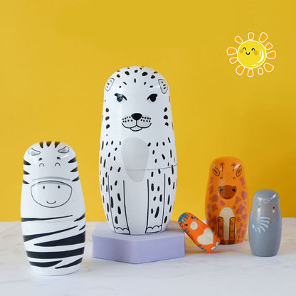 5Pcs Russian Nesting Dolls Hand Made Exquisite Wooden Animal Nesting Dolls for Christmas Gift House Decoration V1294-YM0521-3115230033711