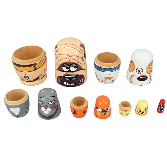 6PCS Dog Nesting Dolls Wooden Handmade Decorative Russian Nesting Doll Toy for Kids Christmas Birthday V1294-YM0521-3115230033911