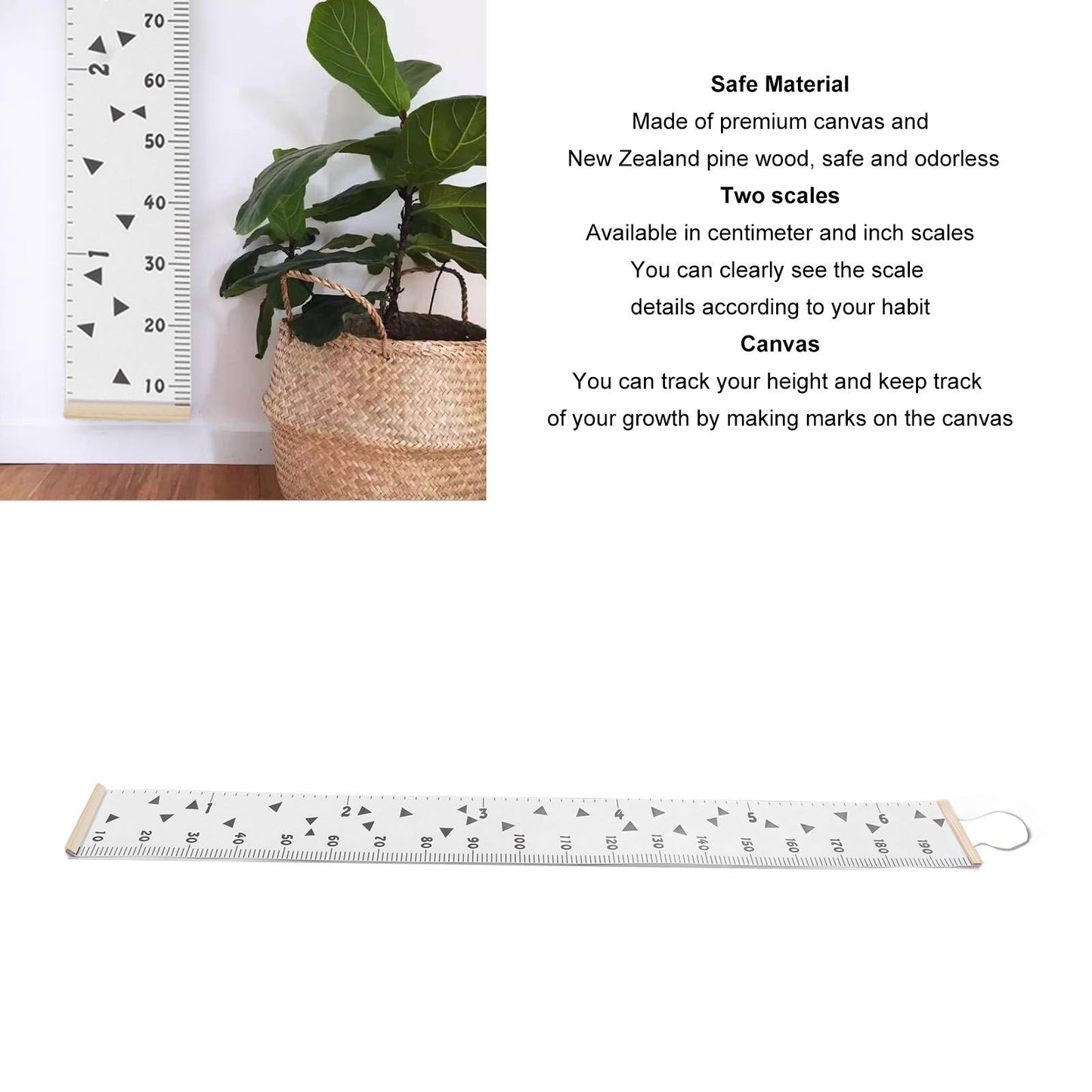 Kids Growth Chart Accurate Baby Height Growth Chart Ruler Removable Canvas Wall Hanging Measurement Chart for V1294-YM0521-3115230034912