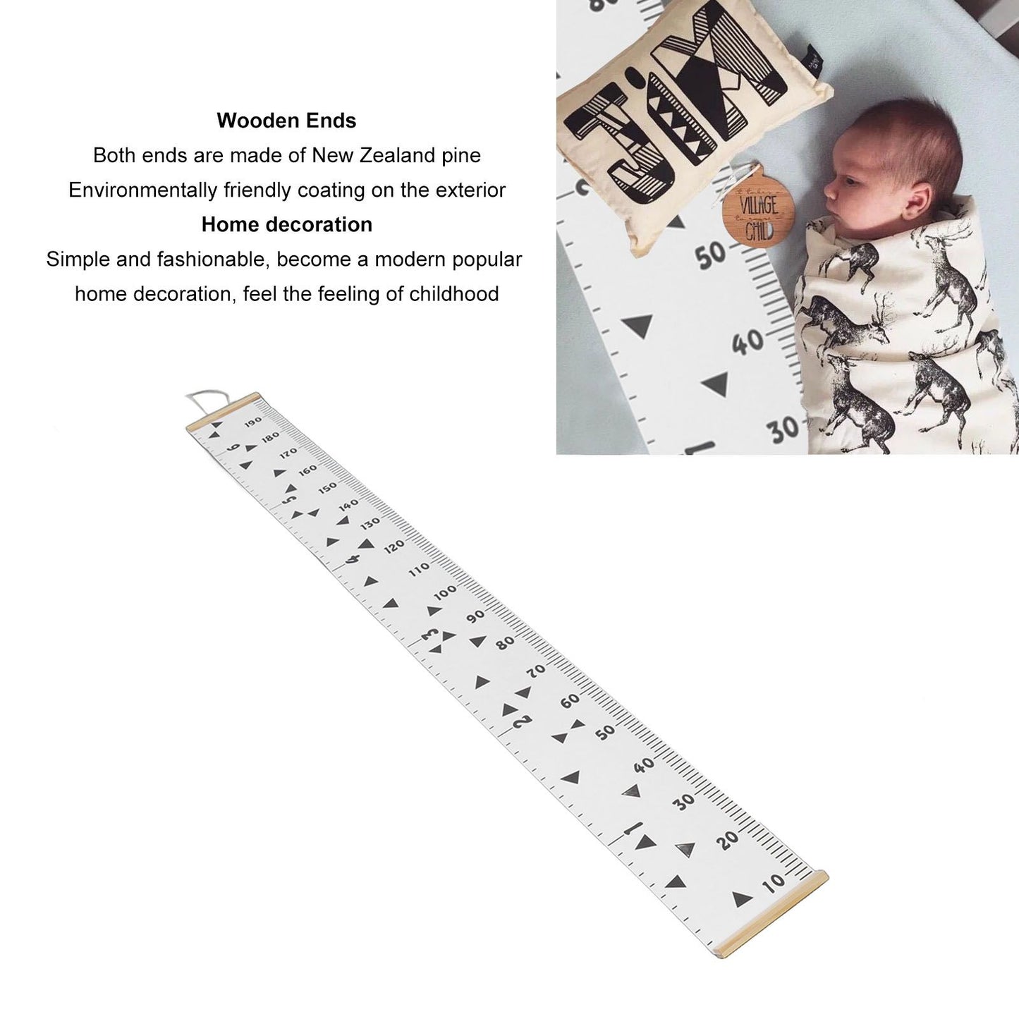 Kids Growth Chart Accurate Baby Height Growth Chart Ruler Removable Canvas Wall Hanging Measurement Chart for V1294-YM0521-3115230034912