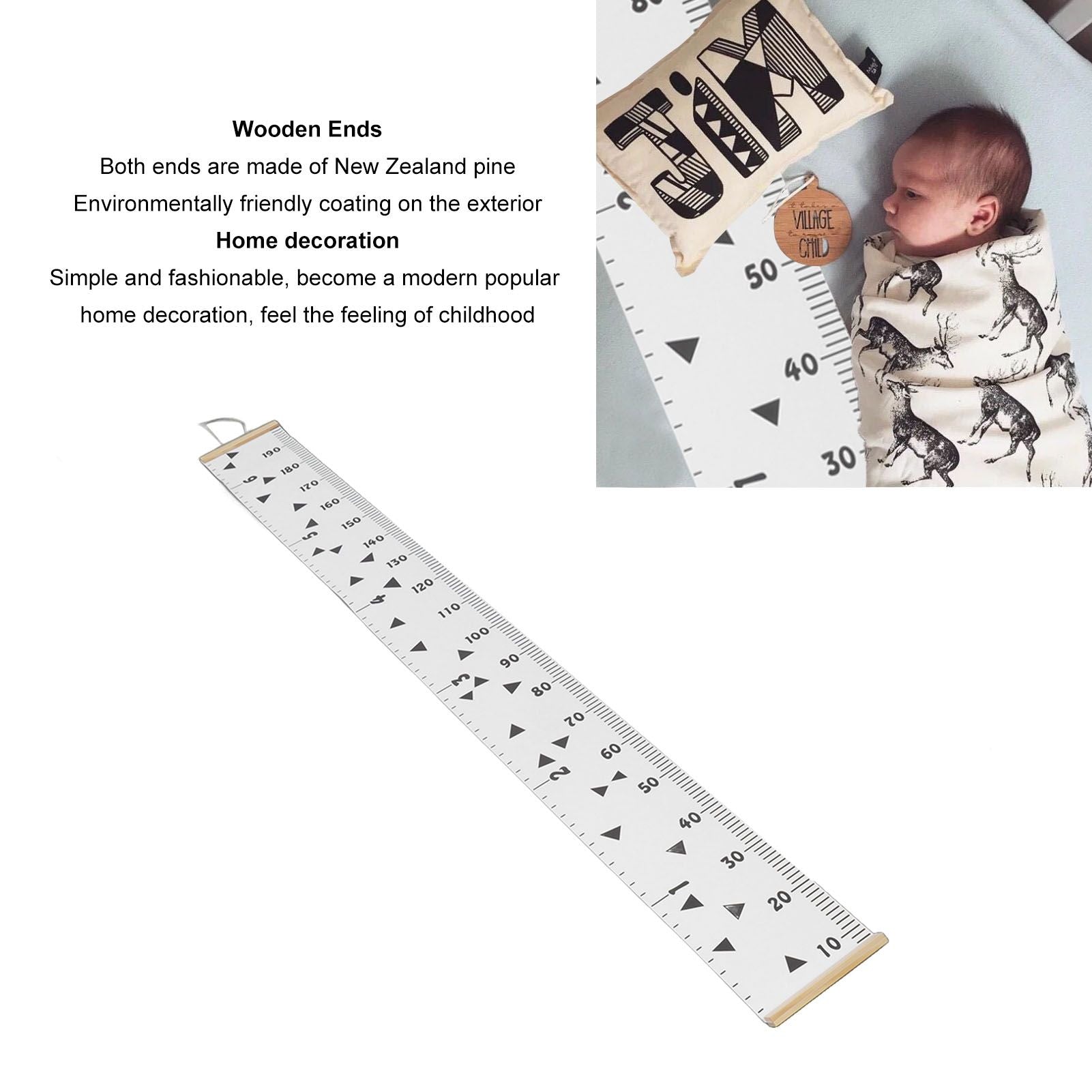 Kids Growth Chart Accurate Baby Height Growth Chart Ruler Removable Canvas Wall Hanging Measurement Chart for V1294-YM0521-3115230034912