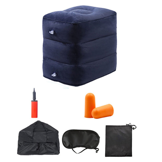 7pcs Inflatable Travel Foot Rest Pillow Height Adjustable 3 Layers Kids Airplane Bed for Airplane Car Bus V1294-YM0521-3116230001011