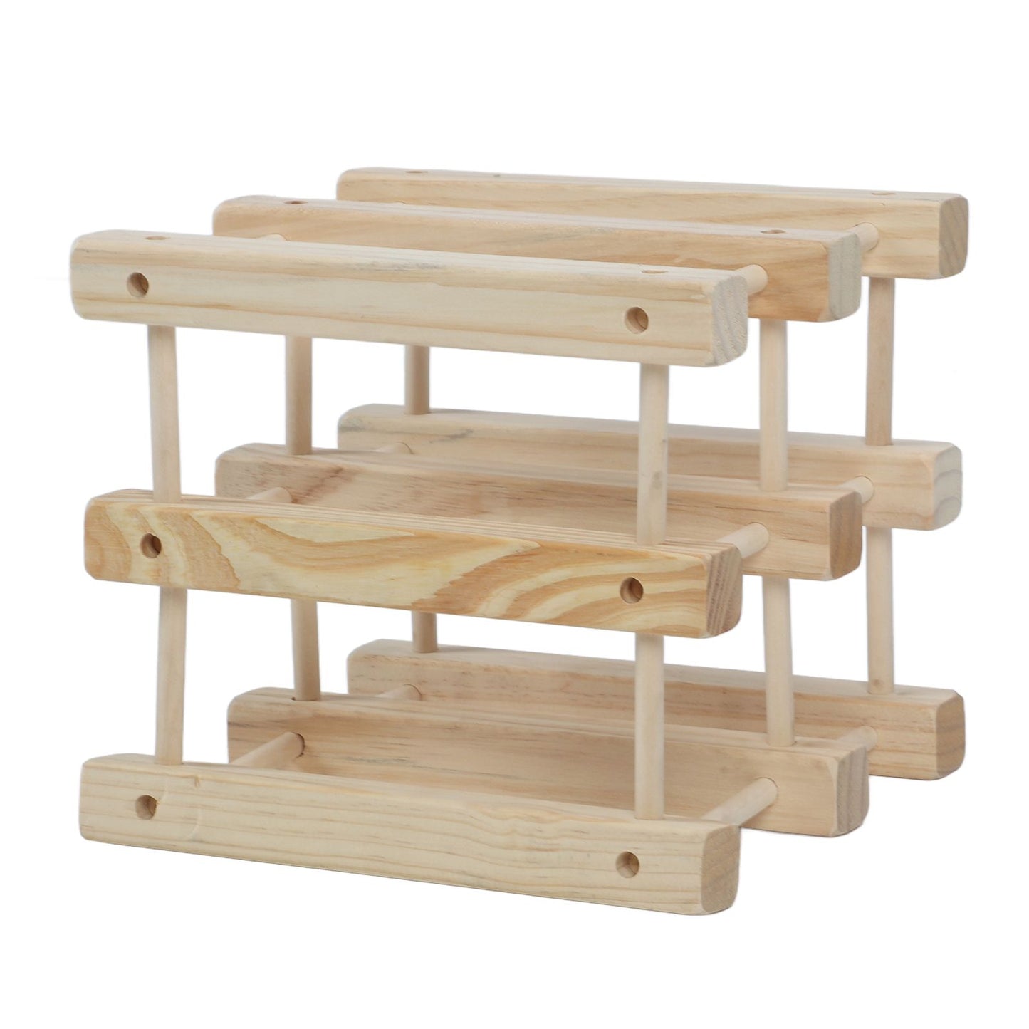 Wine Rack Wood Stackable Modular Wine Rack Wine Holder Free Standing For Kitchen Bar Countertop 6 Bottle V1294-YM0521-3116230002611