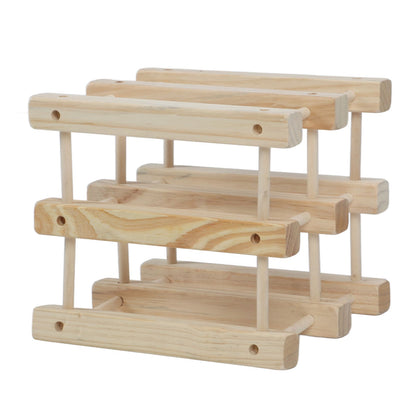 Wine Rack Wood Stackable Modular Wine Rack Wine Holder Free Standing For Kitchen Bar Countertop 6 Bottle V1294-YM0521-3116230002611