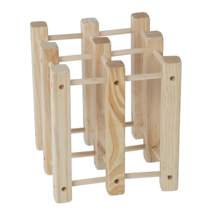 Wine Rack Wood Stackable Modular Wine Rack Wine Holder Free Standing For Kitchen Bar Countertop 6 Bottle V1294-YM0521-3116230002611