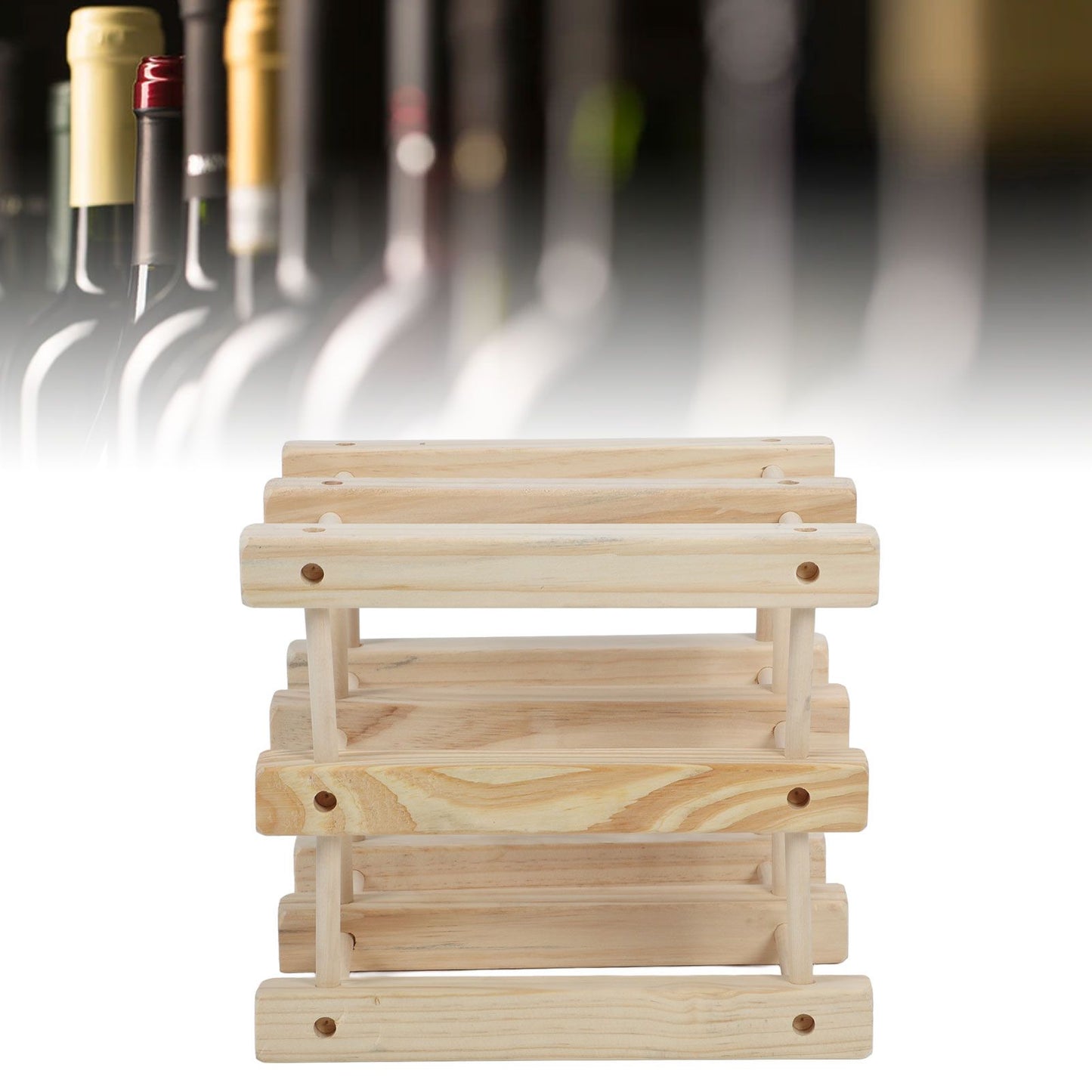 Wine Rack Wood Stackable Modular Wine Rack Wine Holder Free Standing For Kitchen Bar Countertop 6 Bottle V1294-YM0521-3116230002611