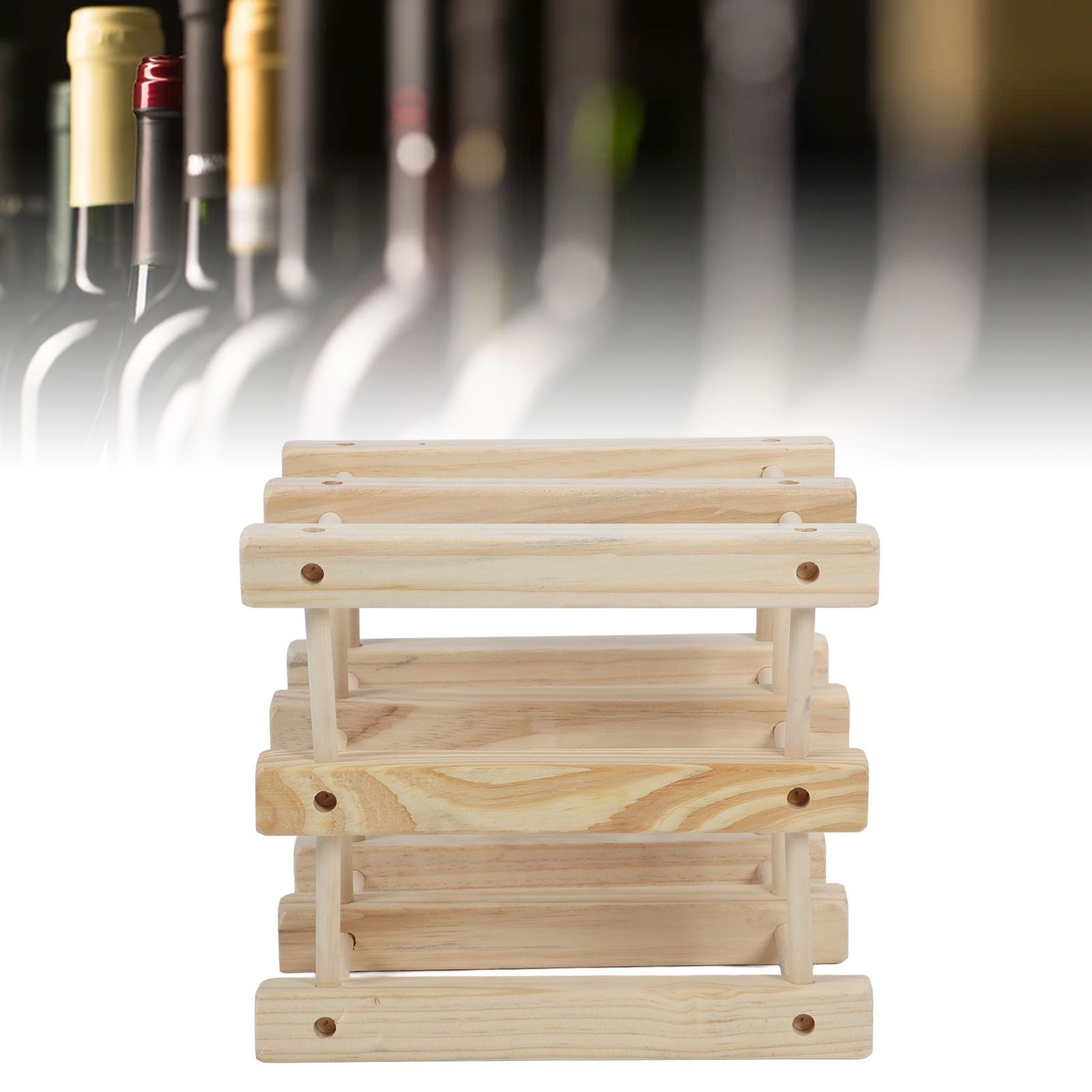 Wine Rack Wood Stackable Modular Wine Rack Wine Holder Free Standing For Kitchen Bar Countertop 6 Bottle V1294-YM0521-3116230002611
