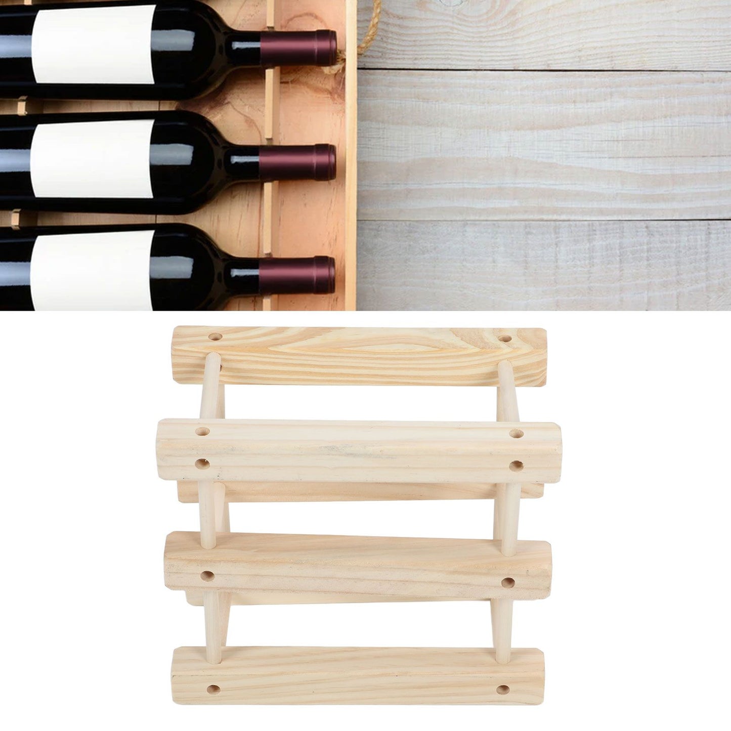 Wine Rack Wood Stackable Modular Wine Rack Wine Holder Free Standing For Kitchen Bar Countertop 6 Bottle V1294-YM0521-3116230002611