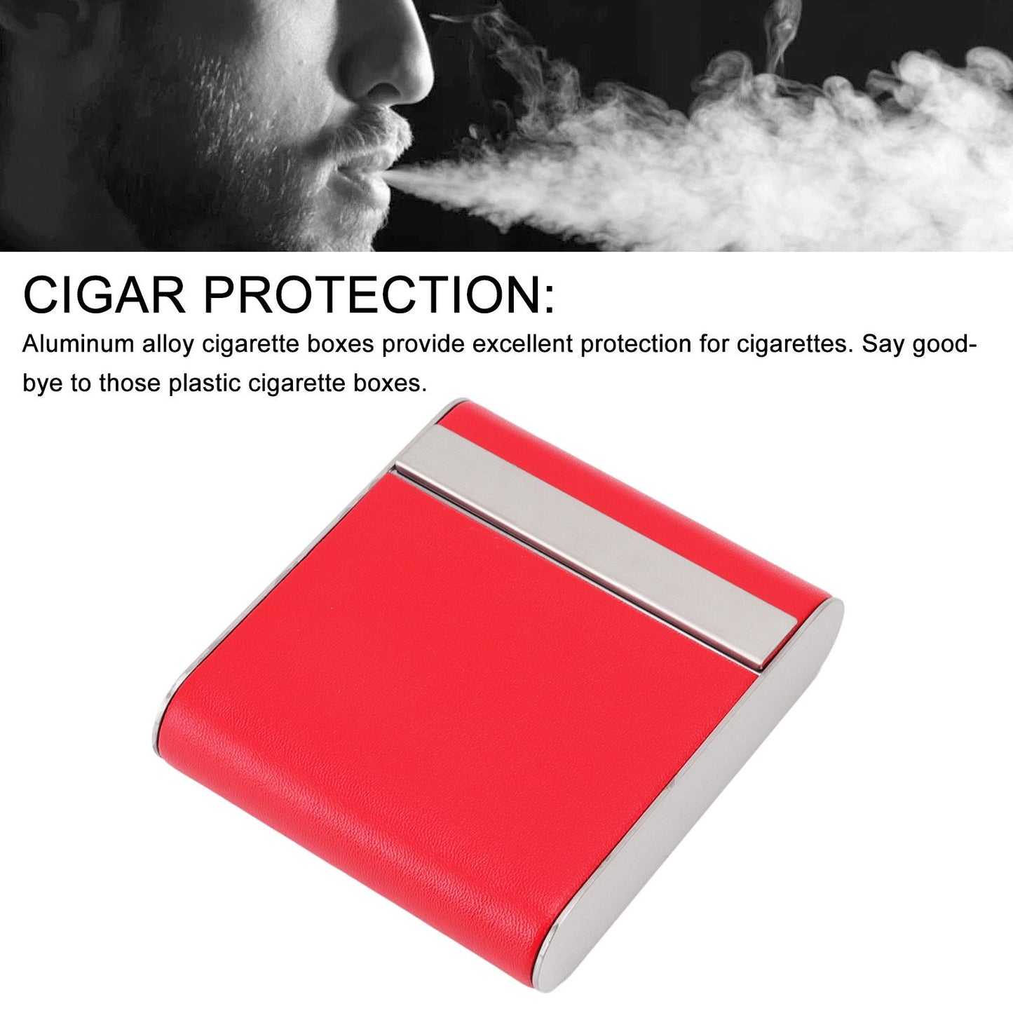 Aluminum Alloy Cigarette Case Box Hold 20pcs Flip for Men Women Smoking Accessories Red V1294-YM0521-3117220273014