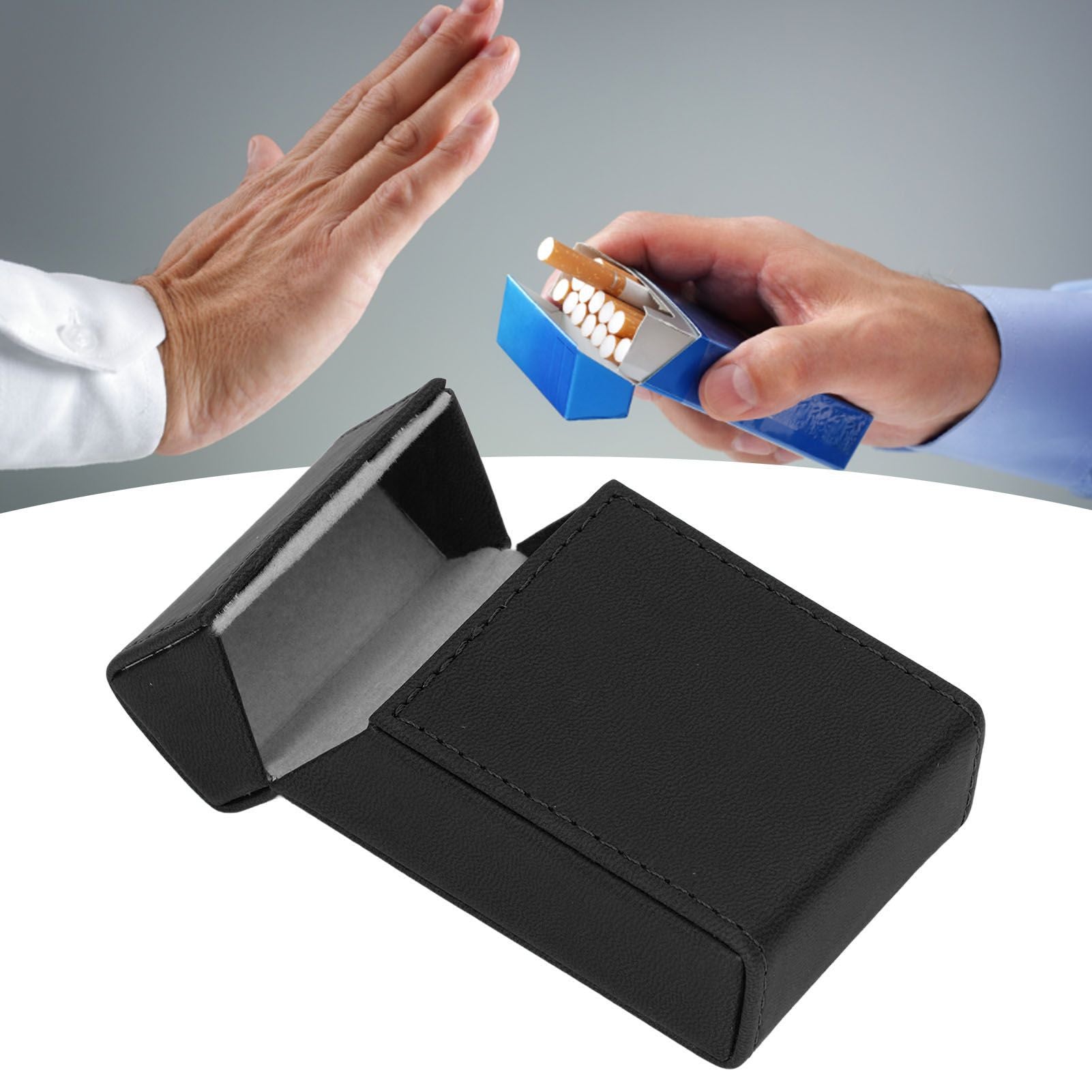 Cigarettes Box PU Leather Holder Cigarettes Box Case for 20PCS Cigarettes Travel Home Black V1294-YM0521-3117220274511