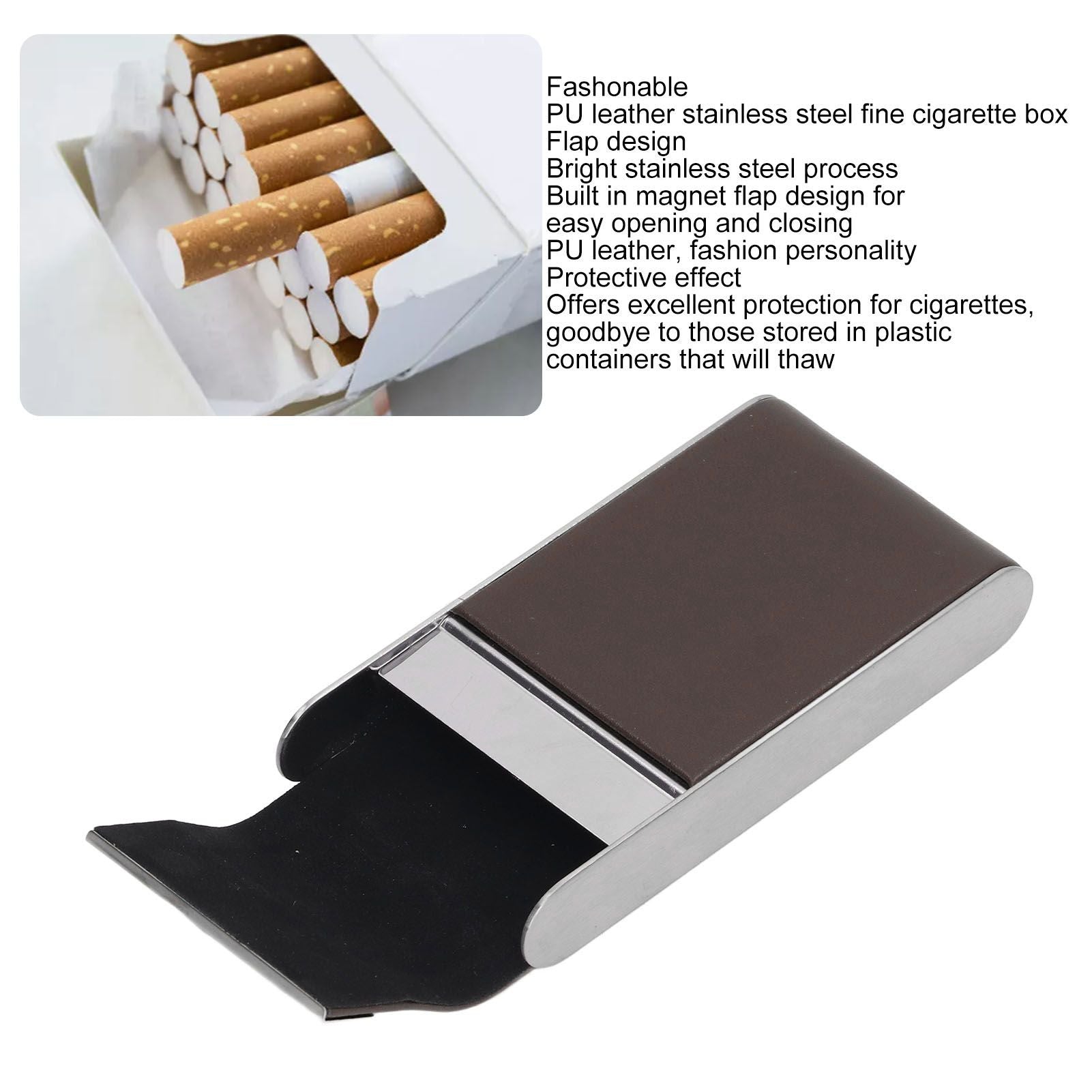 Cigarette Case Stainless Steel Cigarette Container Holder Men Women Portable Cigarette Box Coffee V1294-YM0521-3117220275211