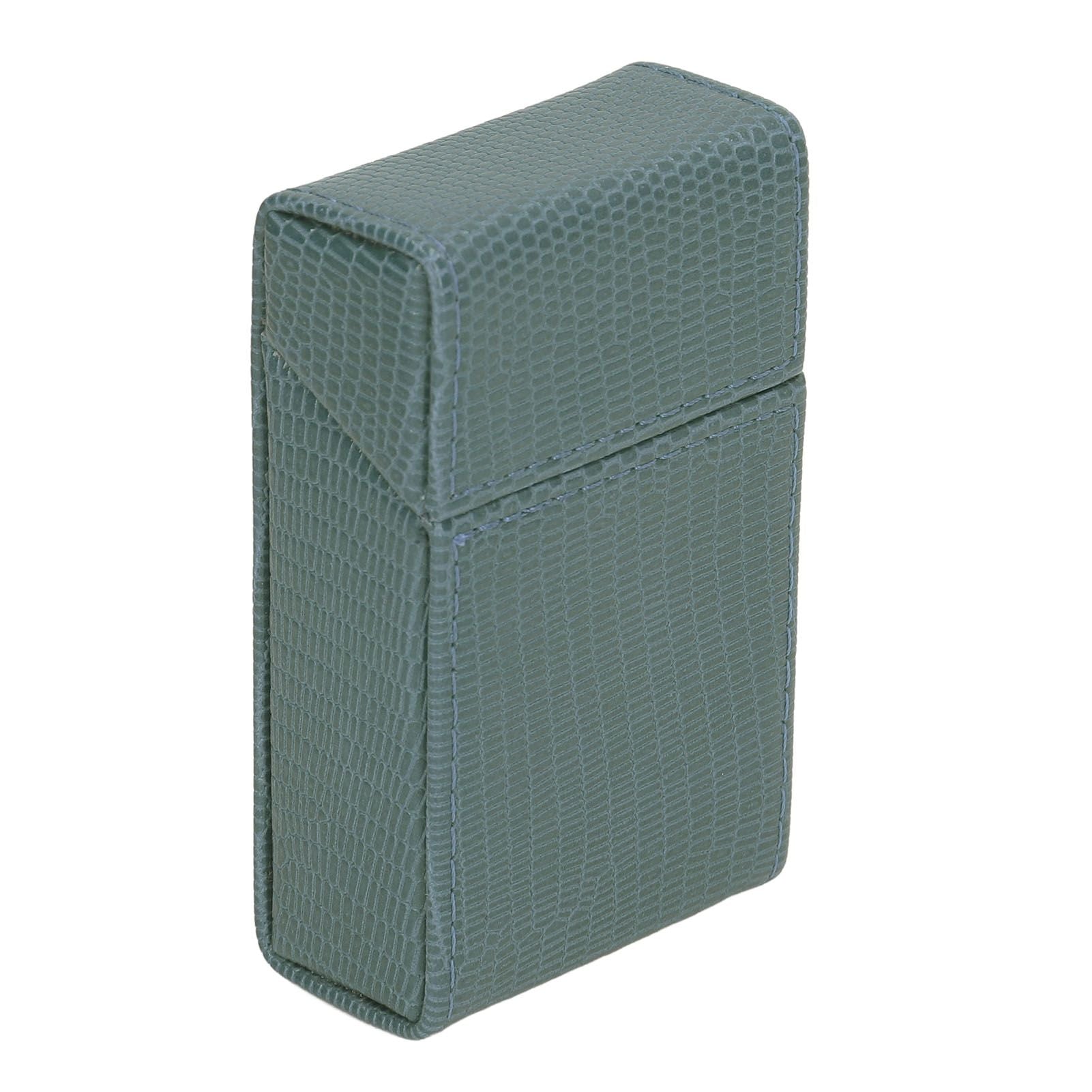 Cigarettes Box Holder Lizard Designed PU Leather Cigarettes Box Storage Case for Women Men Green V1294-YM0521-3117220275312