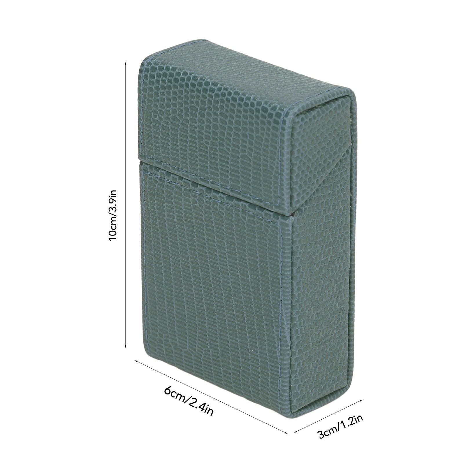Cigarettes Box Holder Lizard Designed PU Leather Cigarettes Box Storage Case for Women Men Green V1294-YM0521-3117220275312