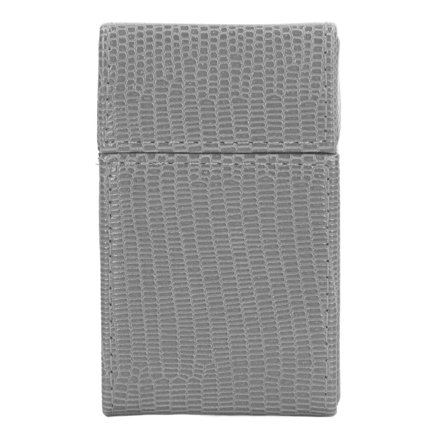 Cigarettes Box Holder Lizard Designed PU Leather Cigarettes Box Storage Case for Women Men Grey V1294-YM0521-3117220275313