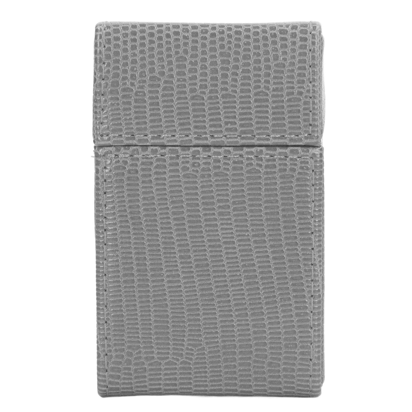 Cigarettes Box Holder Lizard Designed PU Leather Cigarettes Box Storage Case for Women Men Grey V1294-YM0521-3117220275313