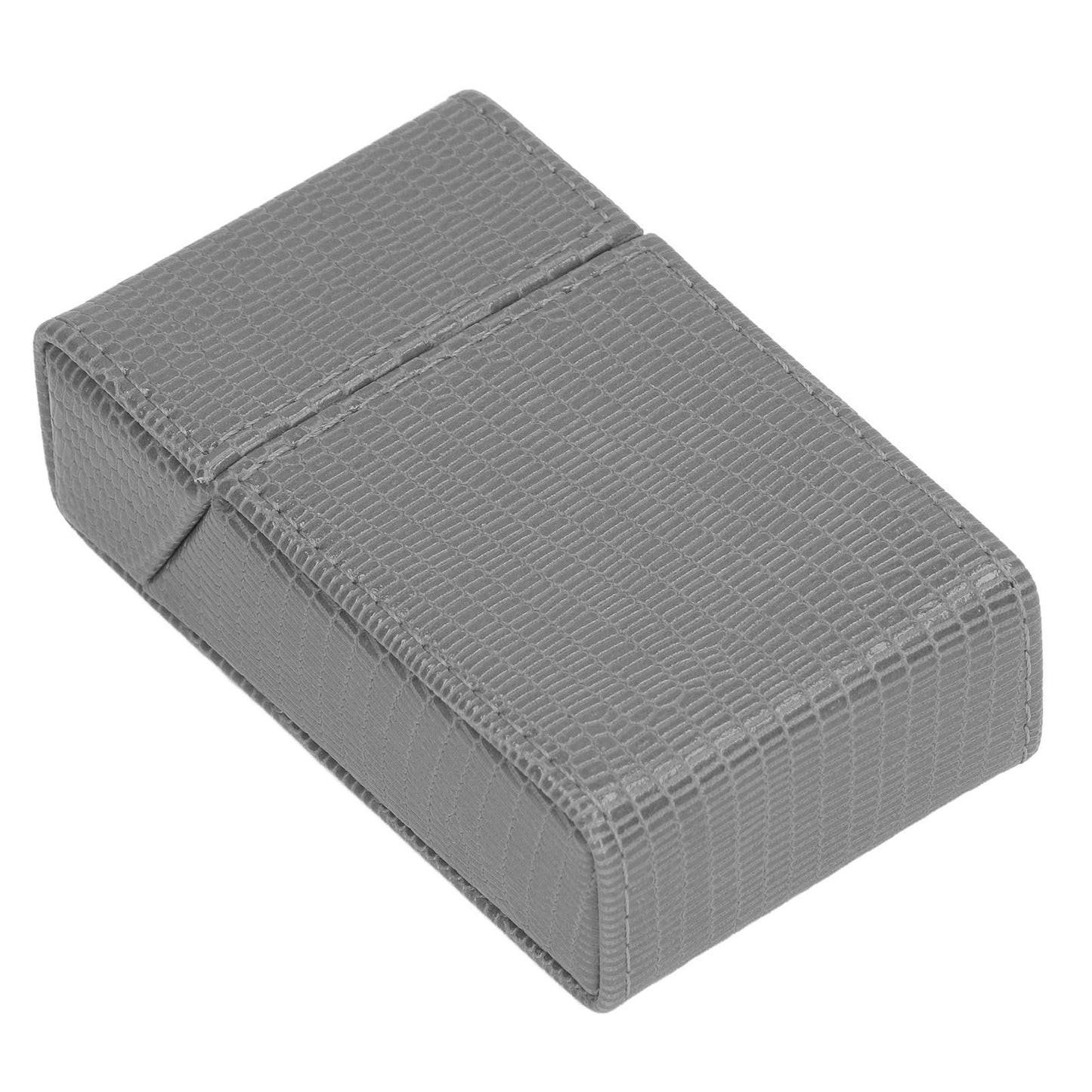 Cigarettes Box Holder Lizard Designed PU Leather Cigarettes Box Storage Case for Women Men Grey V1294-YM0521-3117220275313