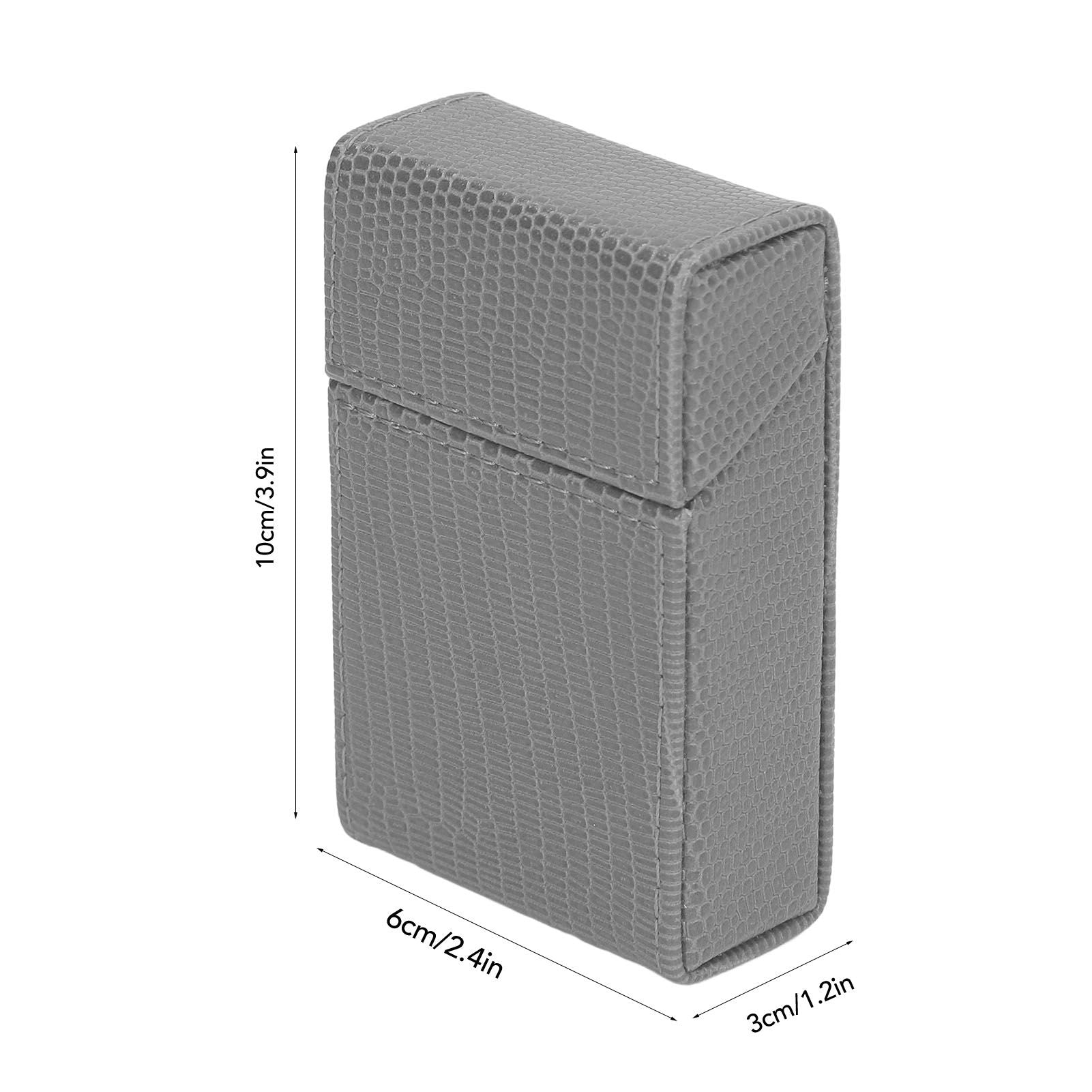 Cigarettes Box Holder Lizard Designed PU Leather Cigarettes Box Storage Case for Women Men Grey V1294-YM0521-3117220275313