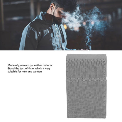 Cigarettes Box Holder Lizard Designed PU Leather Cigarettes Box Storage Case for Women Men Grey V1294-YM0521-3117220275313