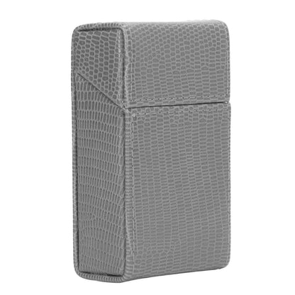 Cigarettes Box Holder Lizard Designed PU Leather Cigarettes Box Storage Case for Women Men Grey V1294-YM0521-3117220275313