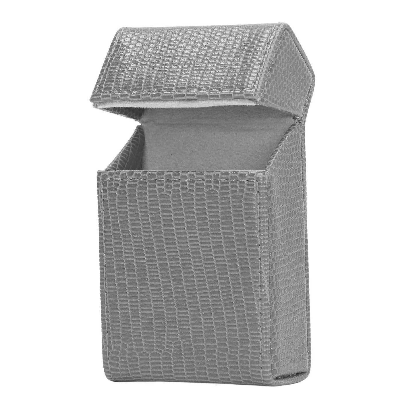 Cigarettes Box Holder Lizard Designed PU Leather Cigarettes Box Storage Case for Women Men Grey V1294-YM0521-3117220275313