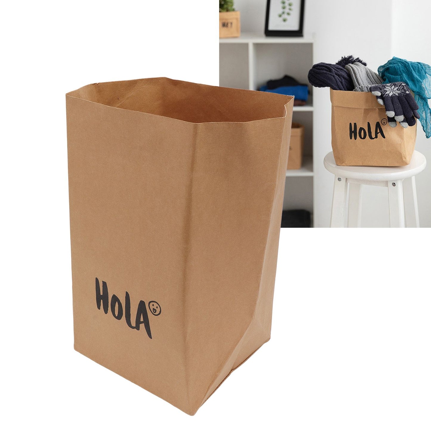 Paper Bag Water Washing Large Capacity Grocery Storage Kraft Paper Bag for Home Kitchen Extra Large Size HOLA V1294-YM0521-3117220277514
