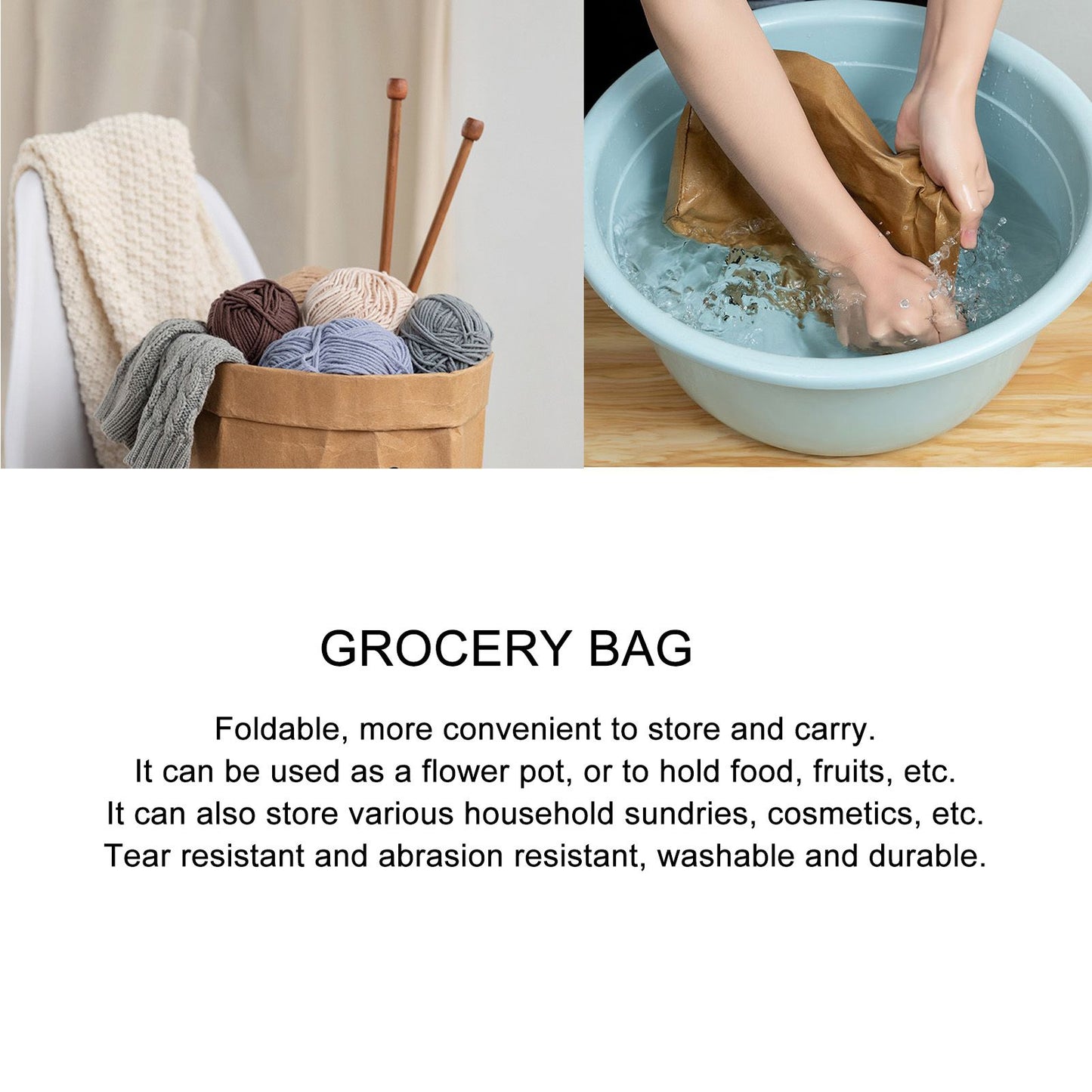 Paper Bag Water Washing Large Capacity Grocery Storage Kraft Paper Bag for Home Kitchen Extra Large Size HOLA V1294-YM0521-3117220277514