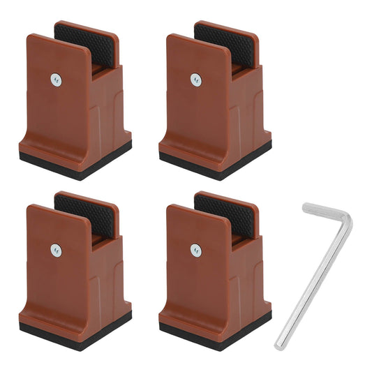 4pcs Adjustable Furniture Risers with Screw Clamp Rubber Bed Couch Risers for Heavy Duty Furniture Brown V1294-YM0521-3117220279312