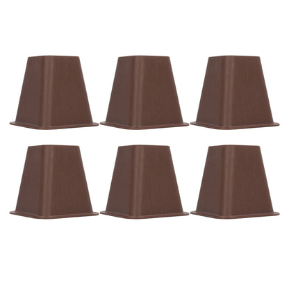 6 Pcs Furniture Risers Plastic Antislip Bed Risers Wood Grain for Storage Desk Sofa Chair Washing Machine V1294-YM0521-3117220279611